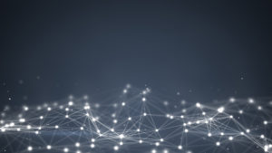 Abstract digital network with glowing connected nodes