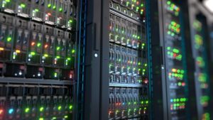 Servers close up. Modern datacenter